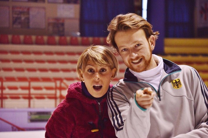 Ο Στέφανο Καρούσο μαζί με την προπονήτρια Μπάρμπαρα Φούσαρ-Πόλι