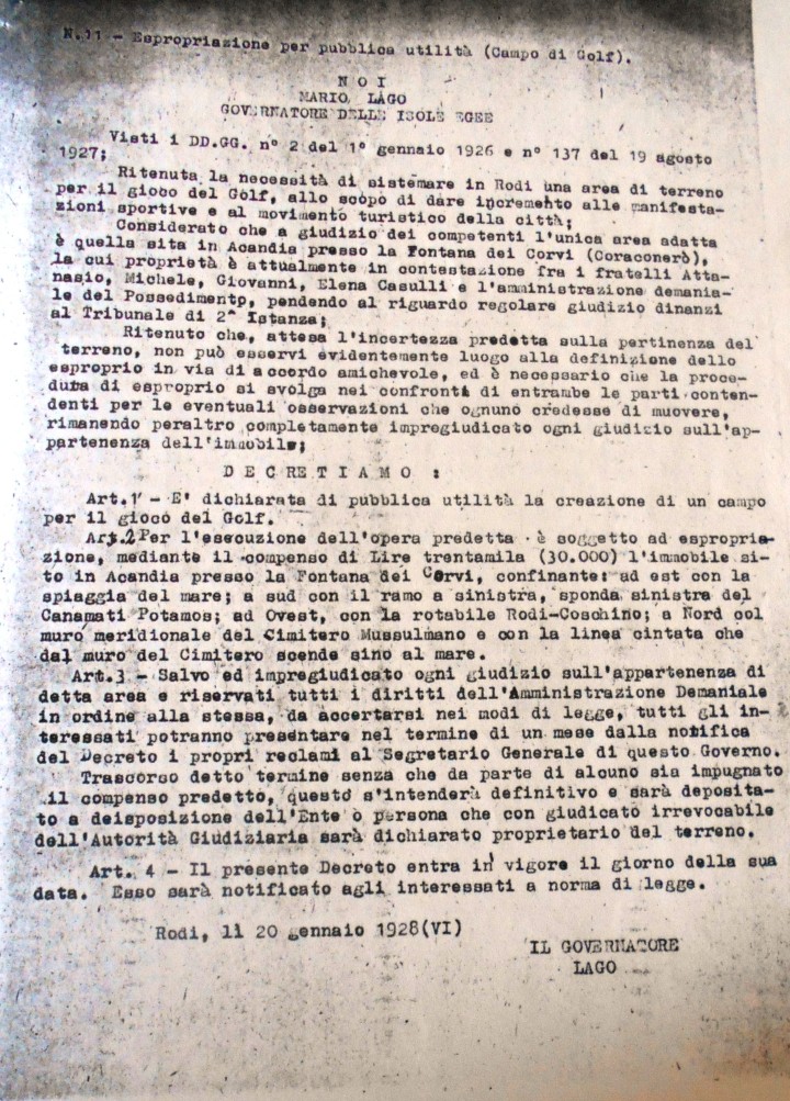 ΡΟΔΙΑ, 27.1.1928 περί του καταστατικού